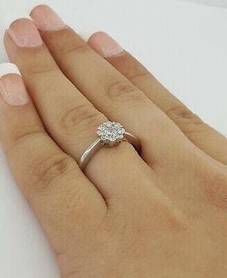 0.45 ct 14k White Gold Flower Cluster Halo Engagement Ring 2.3 grams Size 7