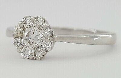 0.45 ct 14k White Gold Flower Cluster Halo Engagement Ring 2.3 grams Size 7