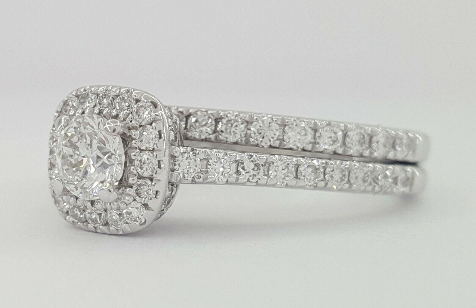 Vera Wang Love 14K 1 ct Round Diamond Halo Frame Engagement Ring Set Rtl 3,339