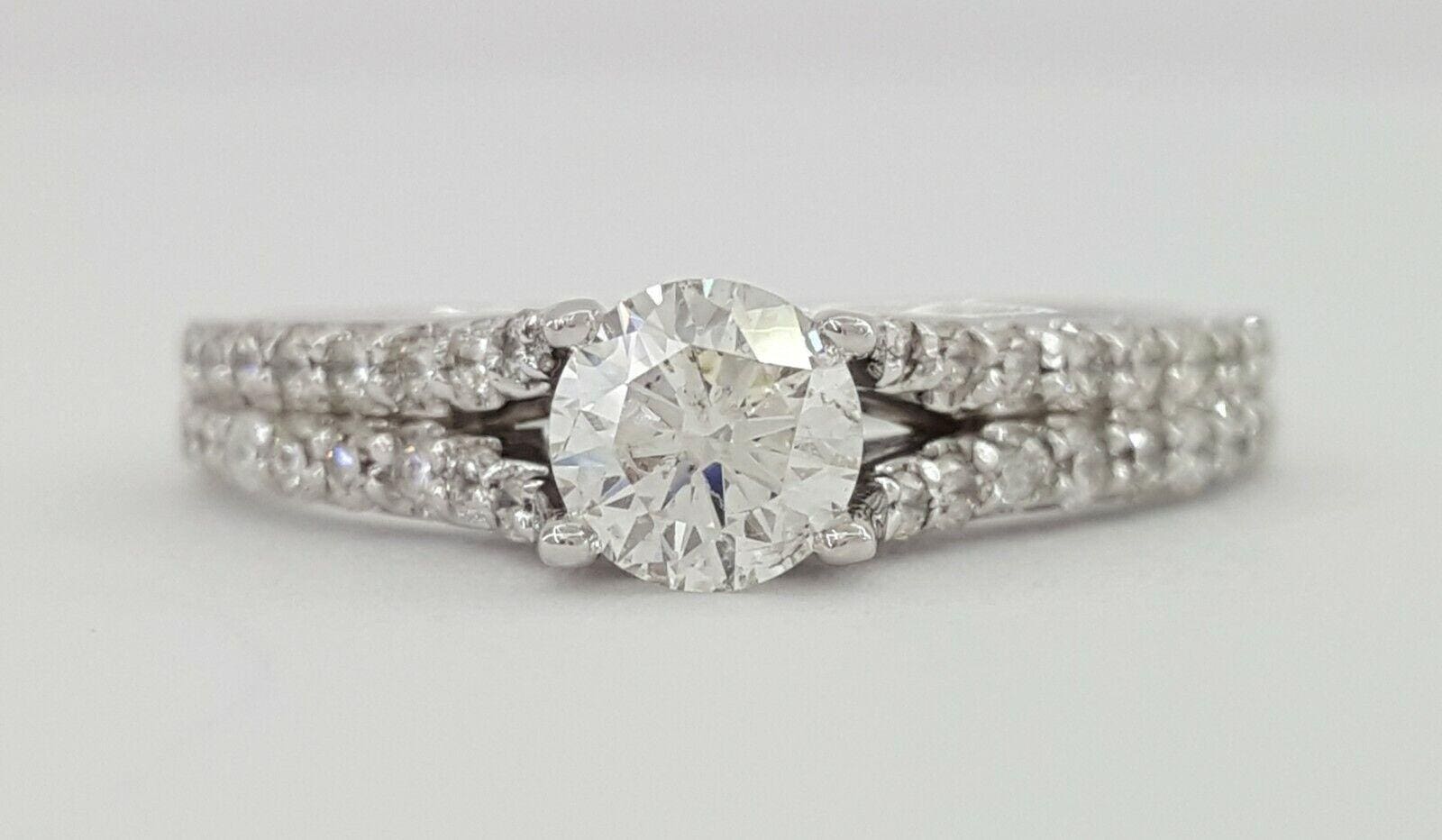 Round Diamond Engagement Ring Set 1 ct 18K White Gold Rtl 3,995 Size 7