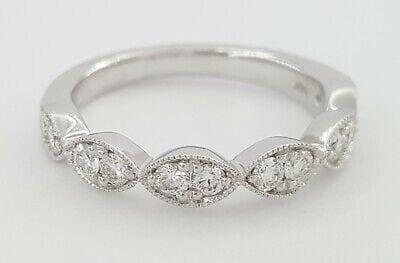 0.5 ct 14k White Gold Haft Circle Round Diamond Marquise Style Wedding Band