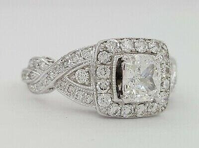 Neil Lane Bridal® 1.85 ct 14K Cushion Cut Crossover Halo Engagement Ring Rtl 8k