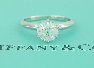 Tiffany & Co 1.03 ct Platinum Round Cut Diamond Solitaire Engagement Ring F/VS2