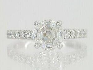Platinum Round Step Cut Diamond Engagement Ring 1.53 ct G/VVS2 GIA