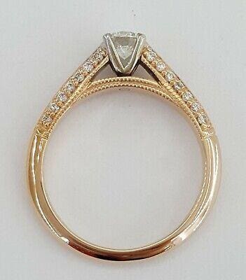 0.63 ct 14K Rose Gold Namaste Round Cut Diamond Engagement Ring H SI2 Rtl 2499