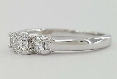 14k & Platinum 3-Stone 0.45 ct Round Brilliant Cut Diamond Engagement Ring