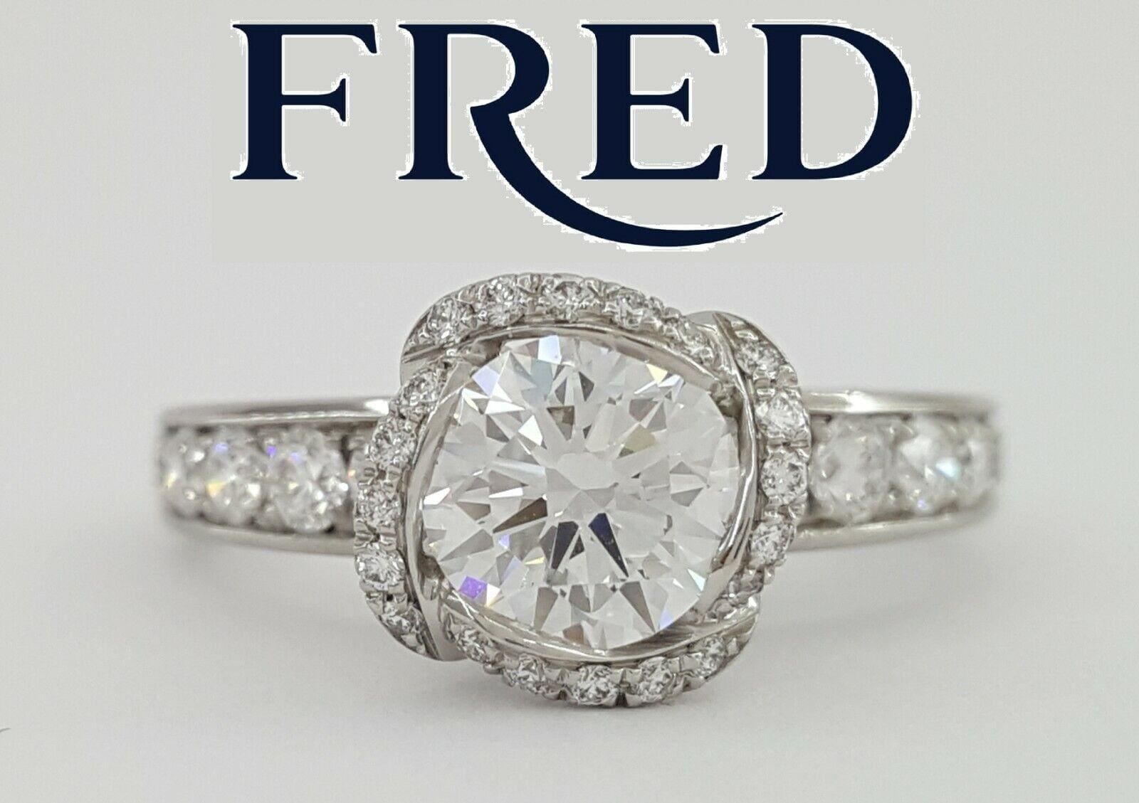 Fred of Paris Fleur Celeste Platinum Round Diamond Engagement Ring 1.22 ct F/VS1