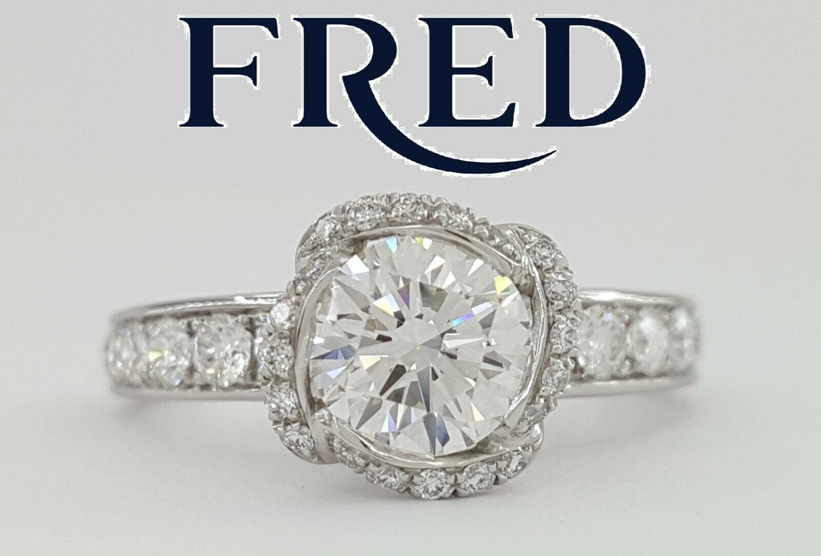 Fred of Paris Fleur Celeste Platinum 1.23ct Round Diamond Engagement Ring F/VVS1