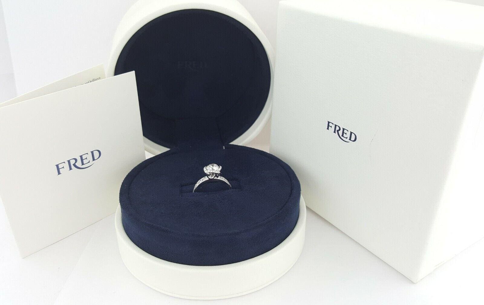 Fred of Paris Fleur Celeste Platinum 1.23ct Round Diamond Engagement Ring F/VVS1