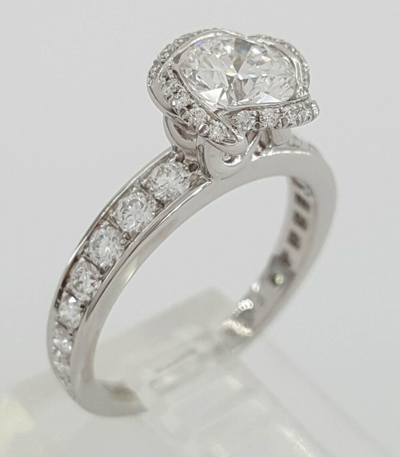 Fred of Paris Fleur Celeste Platinum 1.23ct Round Diamond Engagement Ring F/VVS1