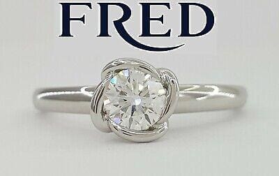 Fred of Paris Fleur Celeste Platinum 0.51 ct Round Diamond Engagement Ring G/VS2