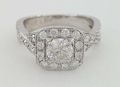 1.21 ct The Leo 14K White Gold Round Cut Diamond Halo Crossover Engagement Ring