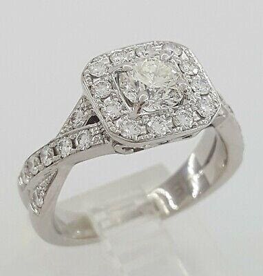 1.21 ct The Leo 14K White Gold Round Cut Diamond Halo Crossover Engagement Ring