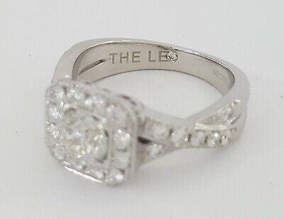 1.21 ct The Leo 14K White Gold Round Cut Diamond Halo Crossover Engagement Ring
