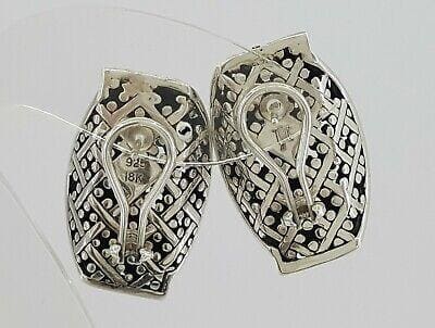 John Hardy Jaisalmer Dot Sterling Silver & 18K Yellow Gold Omega Earrings