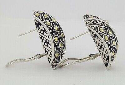 John Hardy Jaisalmer Dot Sterling Silver & 18K Yellow Gold Omega Earrings