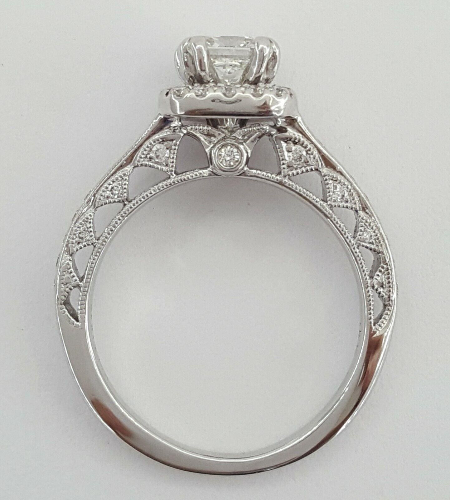 Scott Kay Princess Cut Diamond Halo Engagement Ring 1.60 ct 14K White Gold GIA