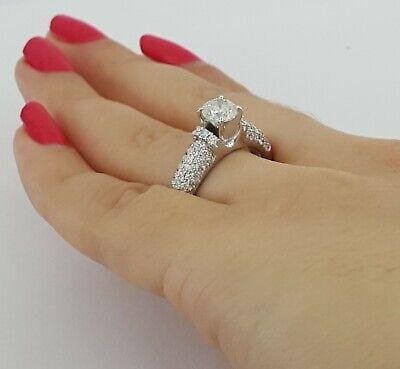 Round Brilliant Cut Pave Diamond Engagement Ring 1.49 ct 14k White Gold Rtl 7K
