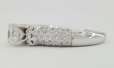Round Brilliant Cut Pave Diamond Engagement Ring 1.49 ct 14k White Gold Rtl 7K