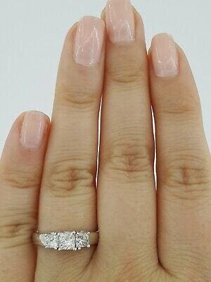 MAGIC GLO 0.75 ct 14k White Gold Three 3 Stone Princess Diamond Engagement Ring