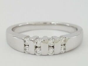 0.18 ct 14K White Gold Round Cut Diamond Wedding Anniversary Fashion Band 4mm