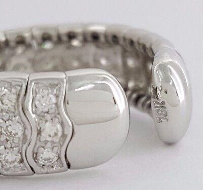 Round Brilliant Diamond Flexible Wedding Band Statement Ring 1 ct 18K White Gold