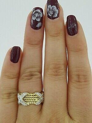 Round Cut Diamond Five Row X Rope Ring 7.9 Grams 0.59 ct 18k Yellow & White Gold