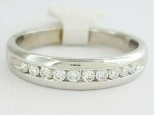0.33 ct 14K White Gold Round Cut Diamond Channel Set Wedding Band Ring 5mm