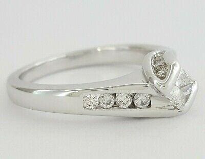 0.55 ct 14K White Gold Princess & Round Cut Diamond Engagement Ring 4 Grams