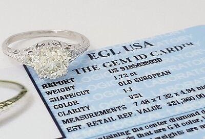 Vintage Art Deco Platinum Old European Diamond Engagement Ring 1.88 ct