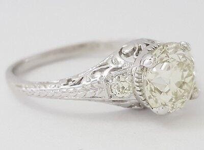 Vintage Art Deco Platinum Old European Diamond Engagement Ring 1.88 ct