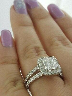 Princess Cut Diamond Halo Engagement Ring 2.69 ct 14K White Gold GIA G / SI1