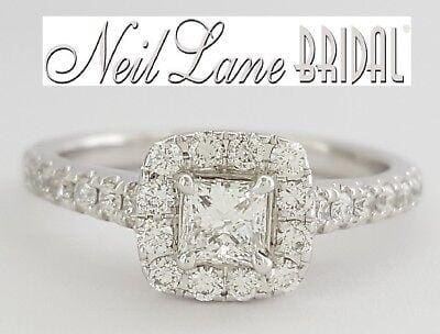 Neil Lane Bridal 0.88ct 14K Princess Cut Diamond Halo Engagement Ring