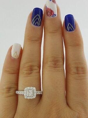 Neil Lane Bridal 0.88ct 14K Princess Cut Diamond Halo Engagement Ring