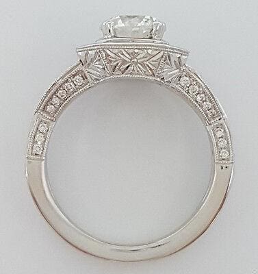 Supreme Round & Trapz Cut Diamond Halo Engagement Ring 2.19 ct 18K Gold EGL-USA