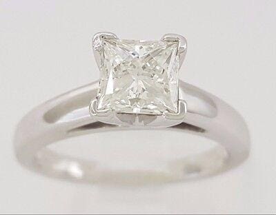 Leo Princess Diamond Solitaire Engagement Ring 0.97 ct 14K & Platinum F / SI1