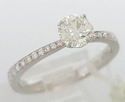 HOF Hearts on Fire Round Cut Diamond Engagement Ring 0.72 ct 18K White Gold 6k