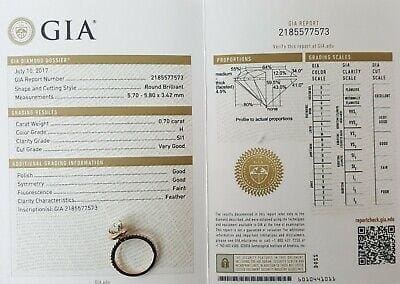 Gabriel 1.01 ct 14K Rose Gold Round Cut Diamond Halo Engagement Ring GIA H / SI1