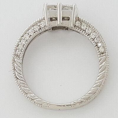 Vintage 1.33 ct 14k White Gold Princess Diamond Invisible Set Engagement Ring