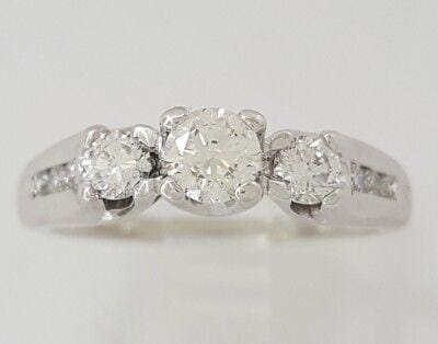 Three-Stone Round Diamond Engagement Ring 0.71 ct 14K Gold EGL USA Rtl 2,700