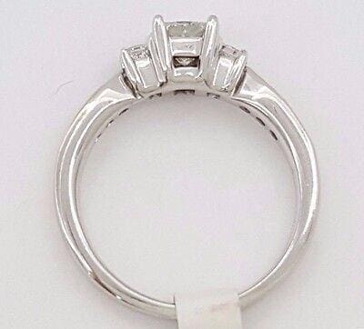 0.78 ct 14k White Gold Three-Stone Princess Diamond Engagement Ring 3.6 grams