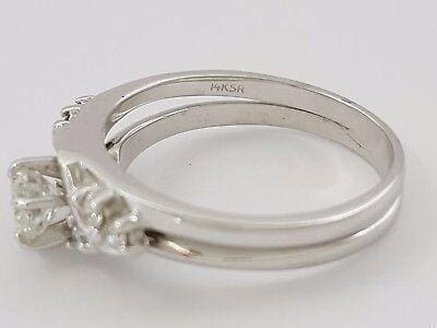 Round Cut Diamond Engagement Ring Set 0.64 ct 14k White Gold EGL Rtl 3,465