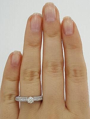 0.54 ct 14k White Gold Round Brilliant Cut Diamond Engagement / Anniversary Ring