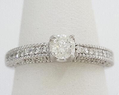 0.54 ct 14k White Gold Round Brilliant Cut Diamond Engagement / Anniversary Ring