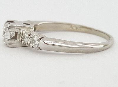 0.55 ct Vintage 14K White Gold Transition Cut Diamond Engagement / Anniv. Ring