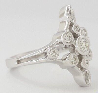 Round & Marquise Diamond Anniversary Statement Ring 0.50 ct 14K White Gold