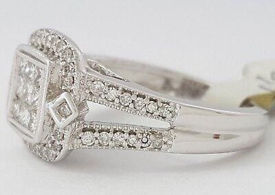 0.60 ct 14K White Gold Princess Cut Diamond Invisible Set Halo Engagement Ring