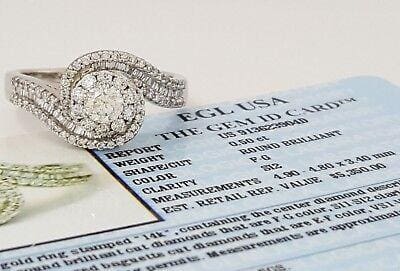 Round Diamond Halo Crossover Engagement Ring 1.60 ct 14K White Gold Rtl 5,350