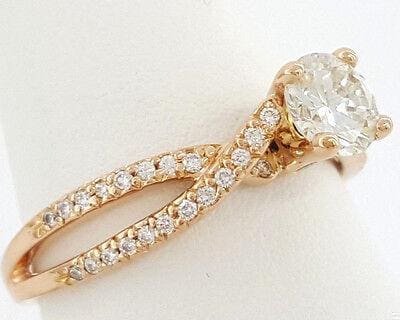 Scott Kay Round Cut Diamond Crossover Engagement Ring 1.16 ct 20K Rose Gold GIA