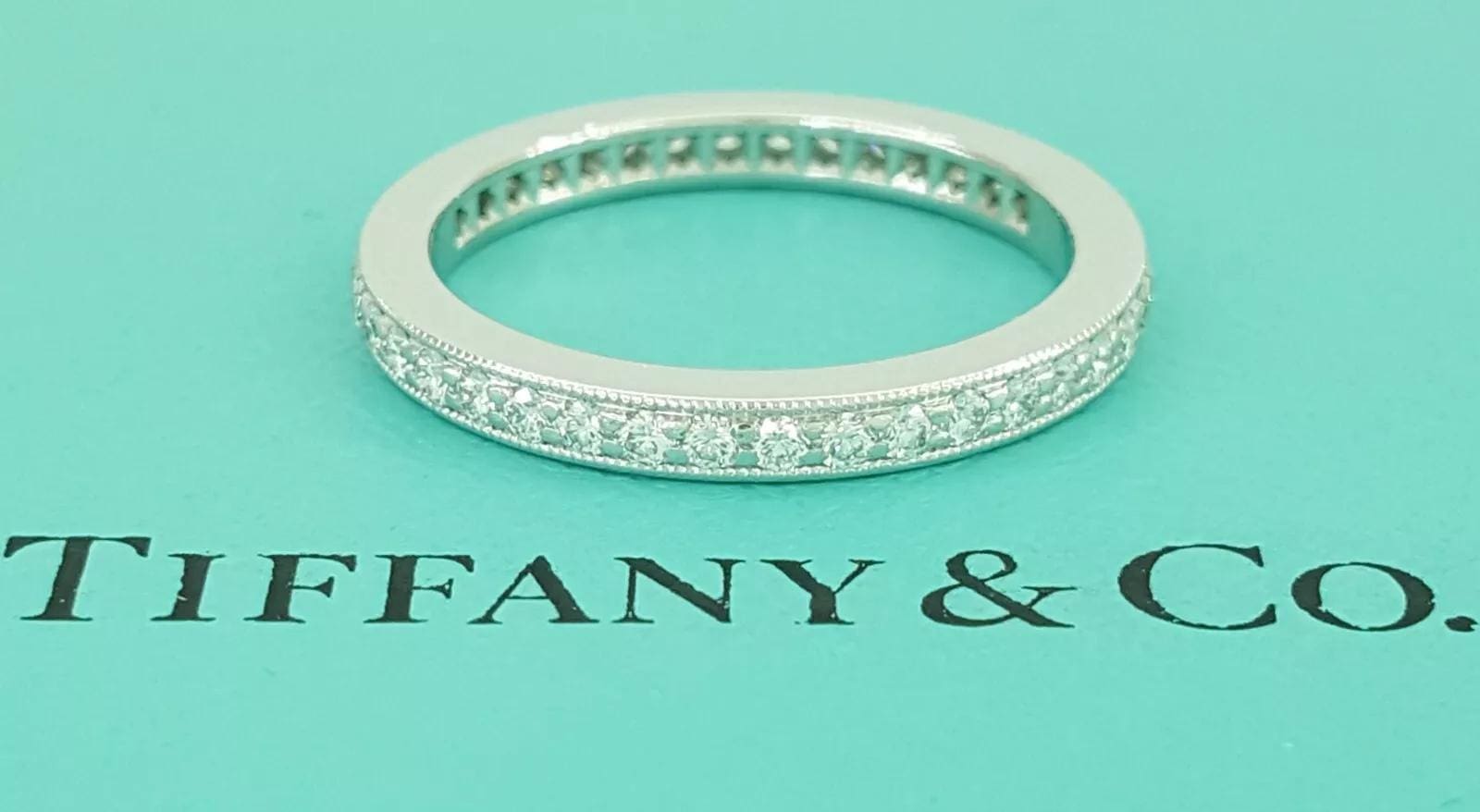 Tiffany & Co Full Circle Eternity Diamond Platinum Wedding Band 0.42 ct 2.3mm